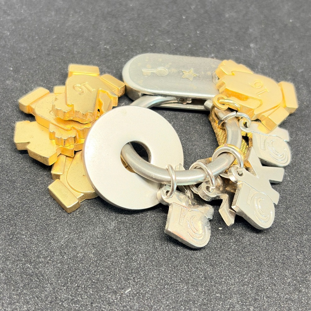 Vintage KING 5 Seattle TV Logo Charm Keychain Lot Gold Tone Retro Promo Collect